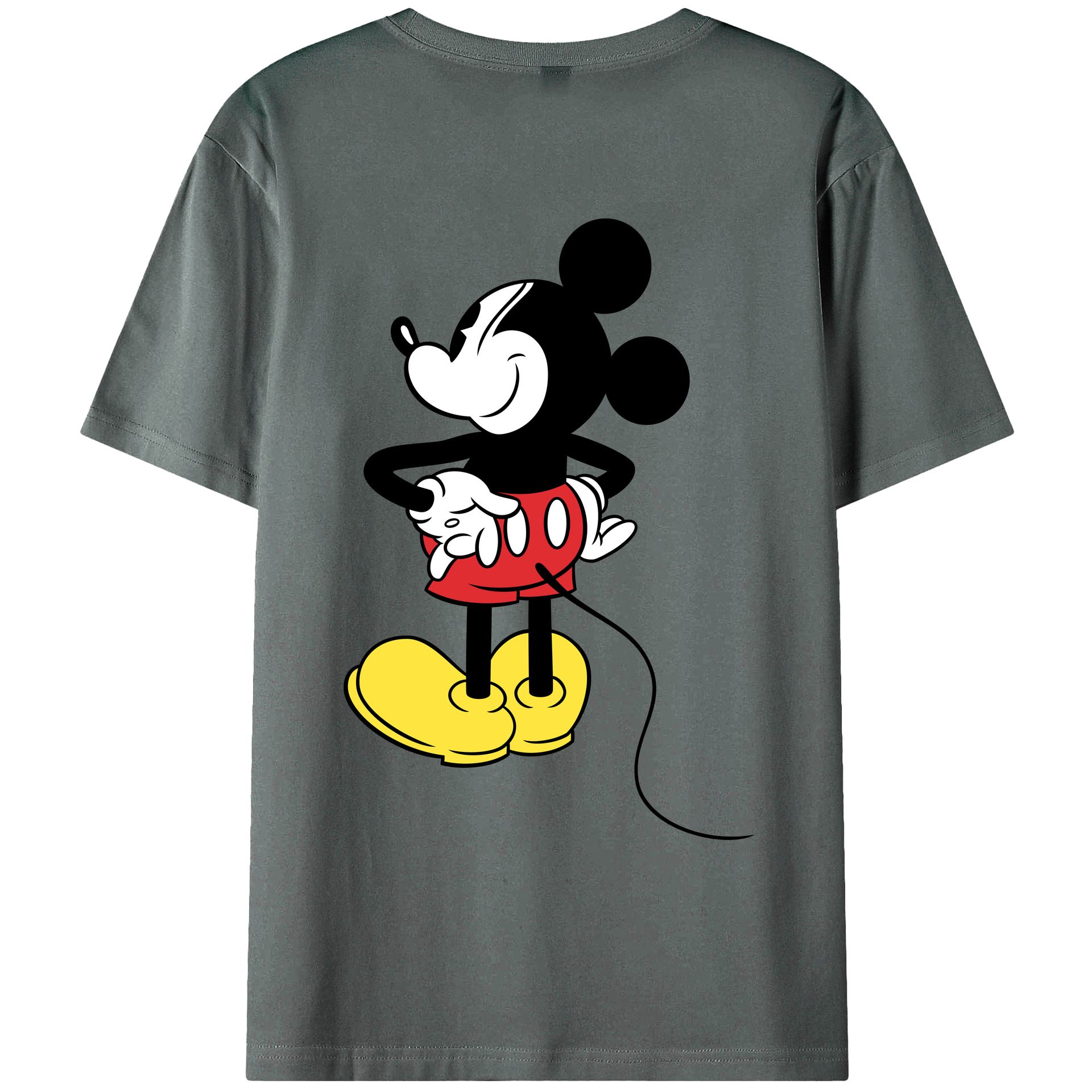 （画像用） ミッキーマウス Mickey Mouse 綿100％ メンズ半袖Tシャツ（バックプリント） 通気性